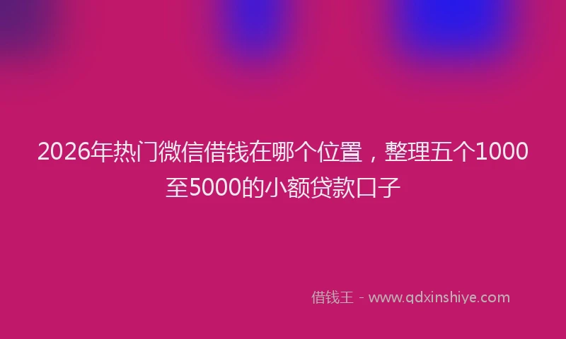 2026年热门微信借钱在哪个位置，整理五个1000至5000的小额贷款口子
