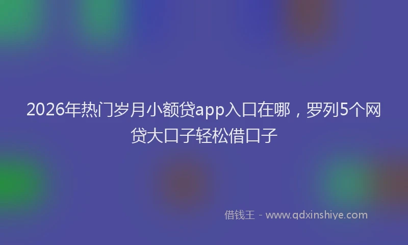 2026年热门岁月小额贷app入口在哪，罗列5个网贷大口子轻松借口子