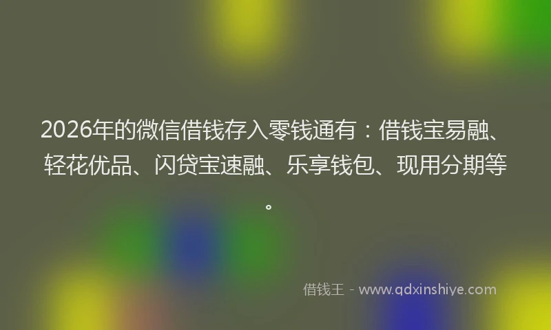 2026年的微信借钱存入零钱通有：借钱宝易融、轻花优品、闪贷宝速融、乐享钱包、现用分期等。