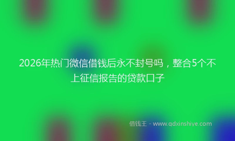 2026年热门微信借钱后永不封号吗，整合5个不上征信报告的贷款口子