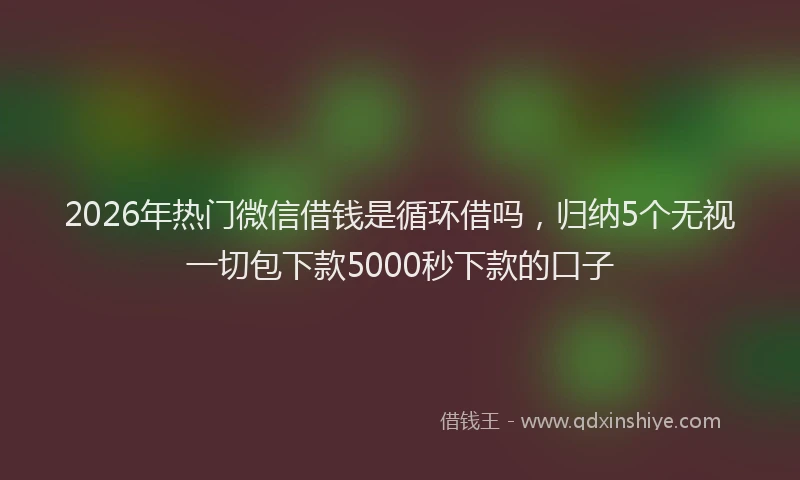 2026年热门微信借钱是循环借吗，归纳5个无视一切包下款5000秒下款的口子