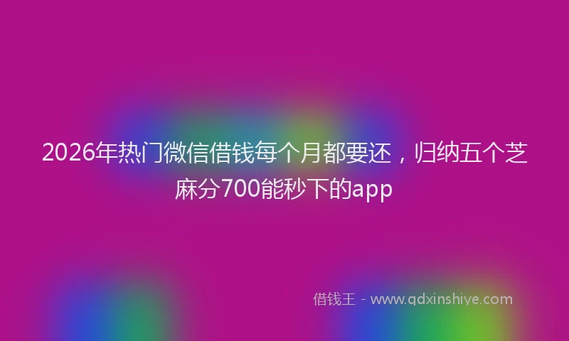 2026年热门微信借钱每个月都要还，归纳五个芝麻分700能秒下的app