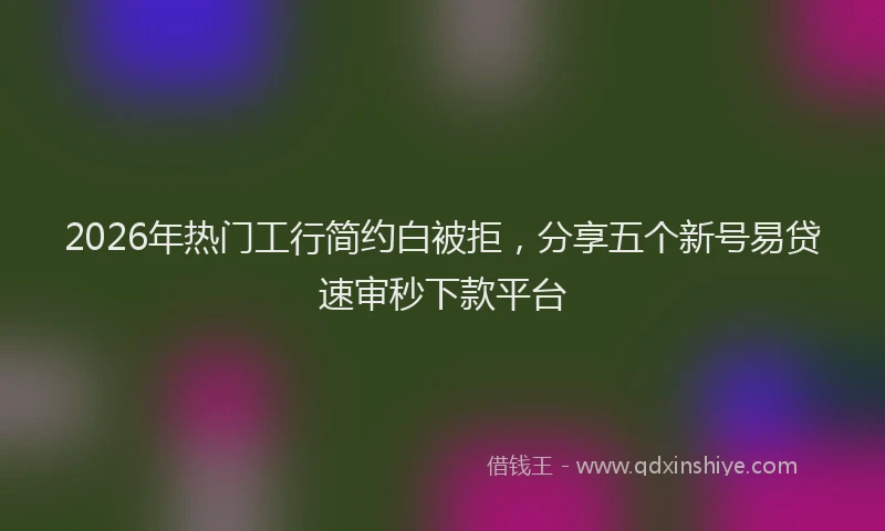 2026年热门工行简约白被拒，分享五个新号易贷速审秒下款平台
