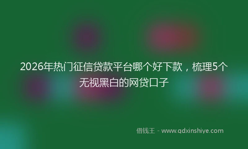 2026年热门征信贷款平台哪个好下款，梳理5个无视黑白的网贷口子