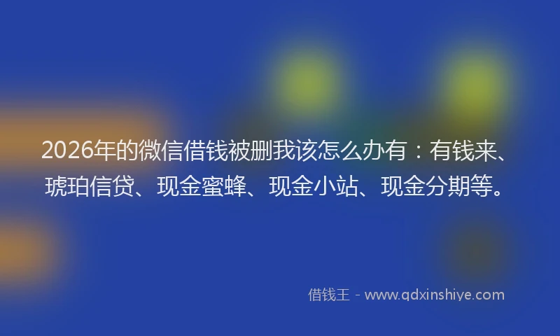 2026年的微信借钱被删我该怎么办有：有钱来、琥珀信贷、现金蜜蜂、现金小站、现金分期等。