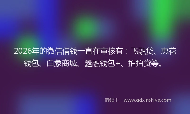 2026年的微信借钱一直在审核有：飞融贷、惠花钱包、白象商城、鑫融钱包+、拍拍贷等。