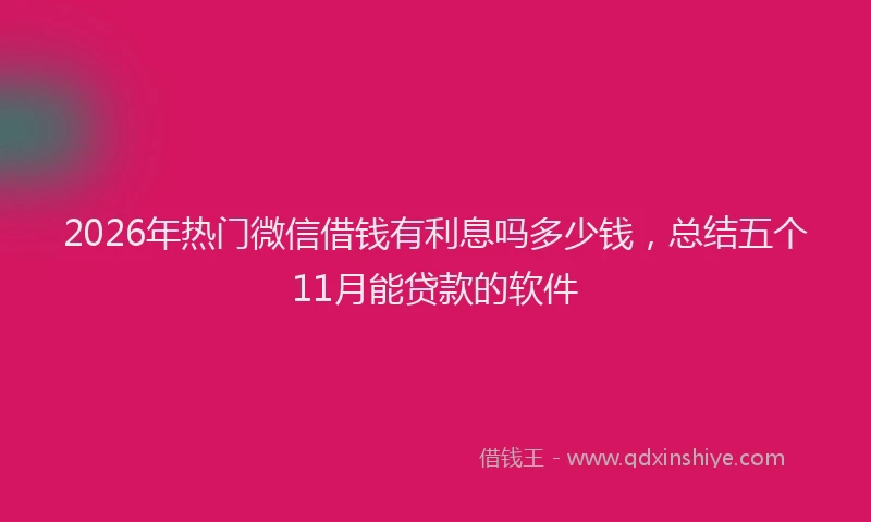 2026年热门微信借钱有利息吗多少钱，总结五个11月能贷款的软件