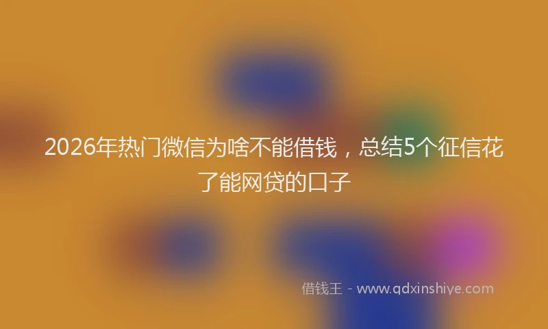 2026年热门微信为啥不能借钱，总结5个征信花了能网贷的口子
