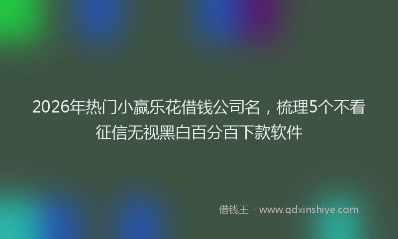 2026年热门小赢乐花借钱公司名，梳理5个不看征信无视黑白百分百下款软件