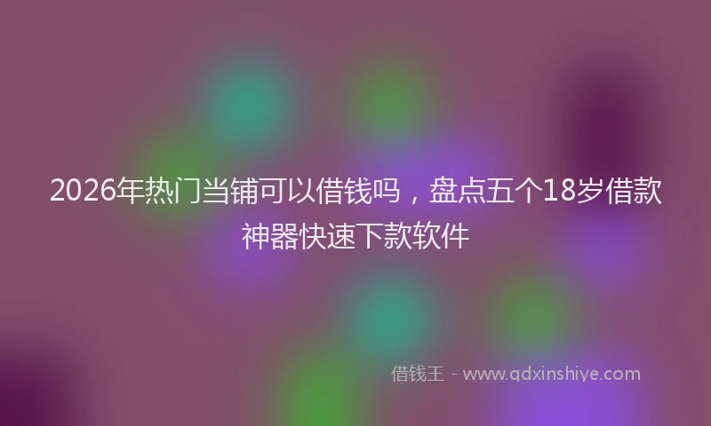 2026年热门当铺可以借钱吗，盘点五个18岁借款神器快速下款软件