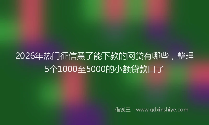 2026年热门征信黑了能下款的网贷有哪些，整理5个1000至5000的小额贷款口子