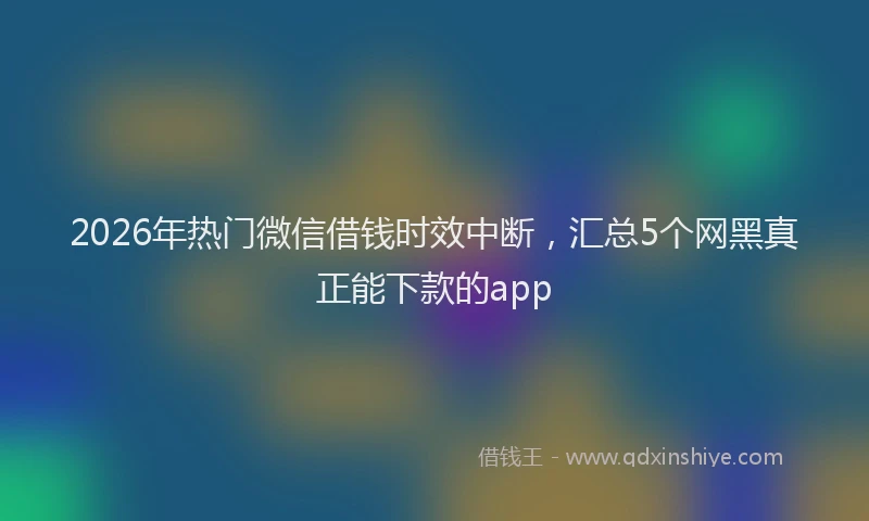 2026年热门微信借钱时效中断，汇总5个网黑真正能下款的app