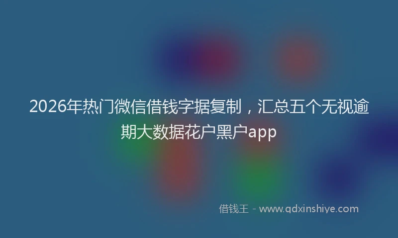 2026年热门微信借钱字据复制，汇总五个无视逾期大数据花户黑户app