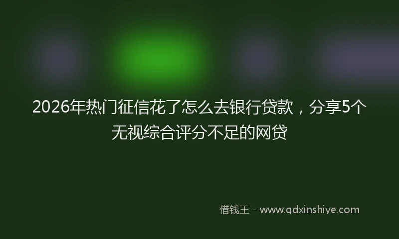 2026年热门征信花了怎么去银行贷款，分享5个无视综合评分不足的网贷