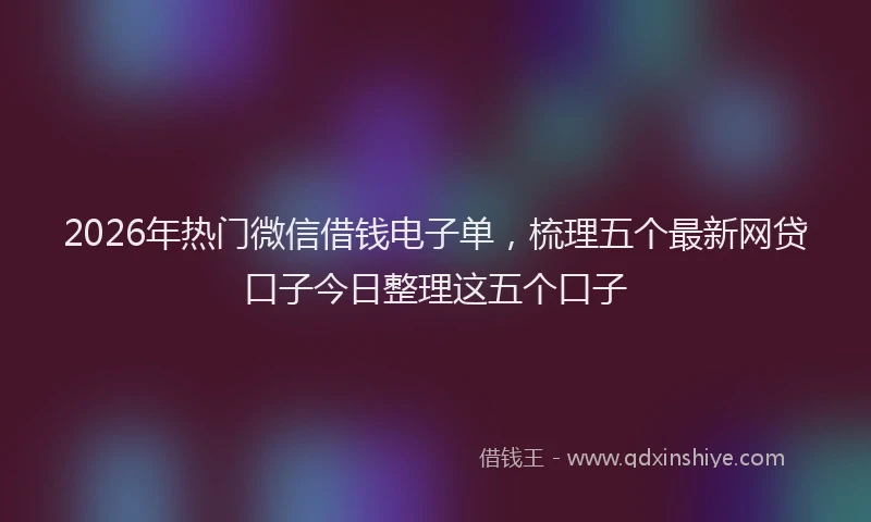 2026年热门微信借钱电子单,梳理五个最新网贷口子今日整理这五个口子