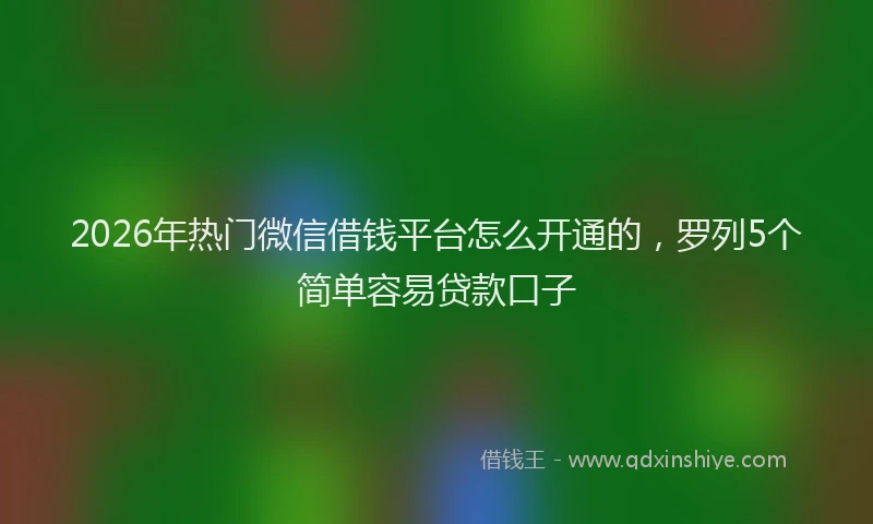 2026年热门微信借钱平台怎么开通的，罗列5个简单容易贷款口子