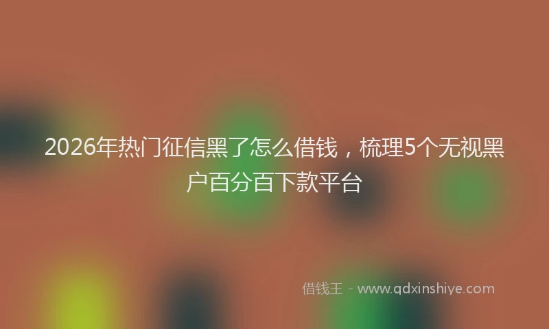 2026年热门征信黑了怎么借钱，梳理5个无视黑户百分百下款平台