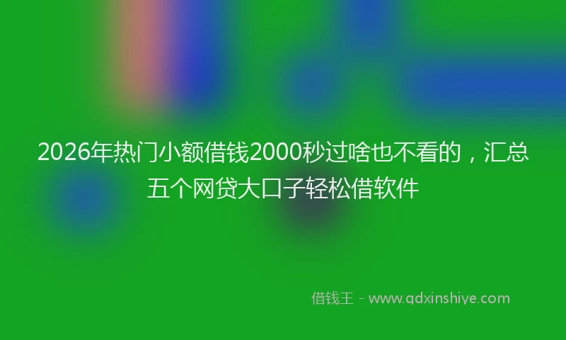 2026年热门小额借钱2000秒过啥也不看的，汇总五个网贷大口子轻松借软件