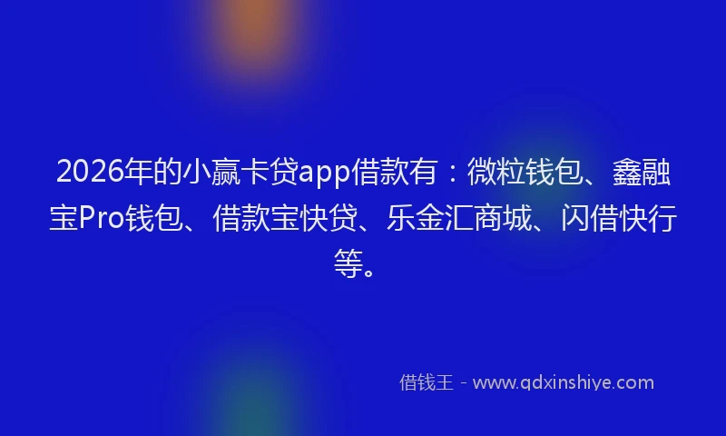 2026年的小赢卡贷app借款有：微粒钱包、鑫融宝Pro钱包、借款宝快贷、乐金汇商城、闪借快行等。