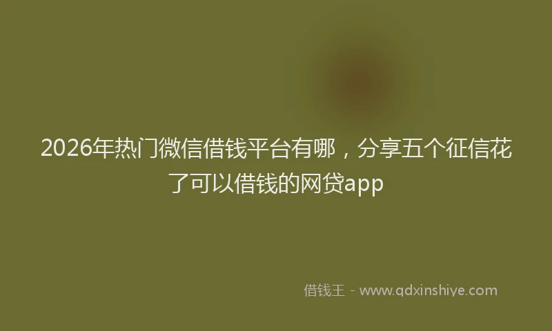 2026年热门微信借钱平台有哪，分享五个征信花了可以借钱的网贷app