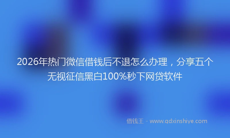 2026年热门微信借钱后不退怎么办理,分享五个无视征信黑白100%秒下网贷软件