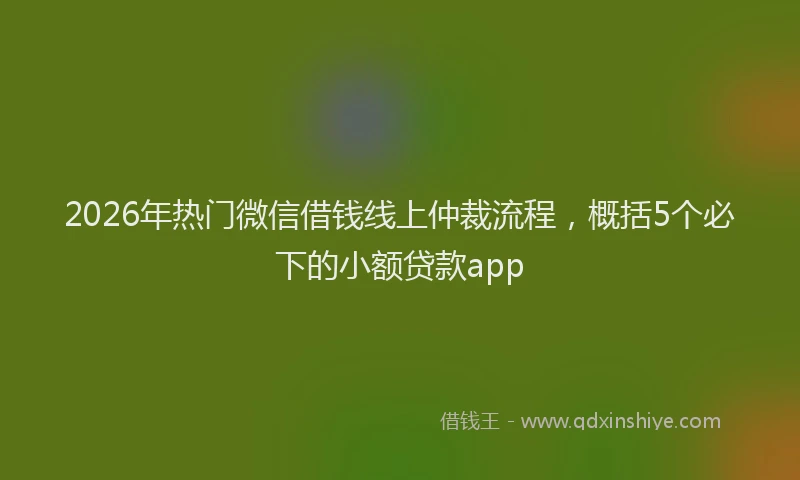 2026年热门微信借钱线上仲裁流程，概括5个必下的小额贷款app