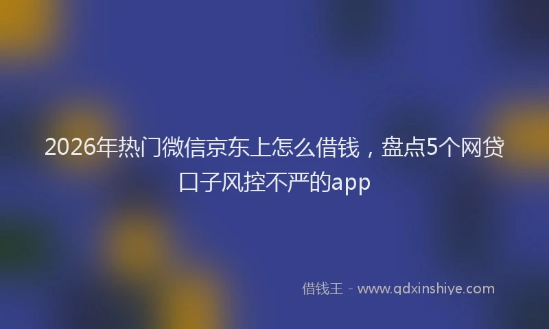 2026年热门微信京东上怎么借钱，盘点5个网贷口子风控不严的app