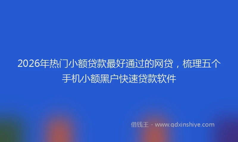 2026年热门小额贷款最好通过的网贷，梳理五个手机小额黑户快速贷款软件