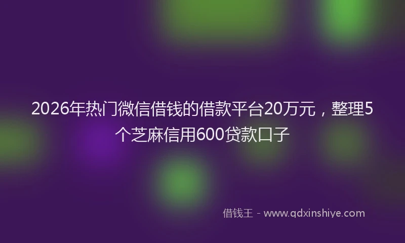 2026年热门微信借钱的借款平台20万元，整理5个芝麻信用600贷款口子