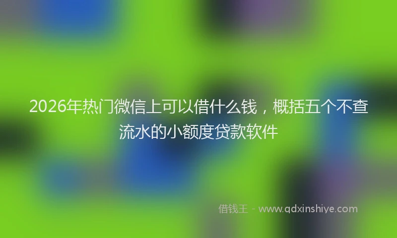 2026年热门微信上可以借什么钱，概括五个不查流水的小额度贷款软件