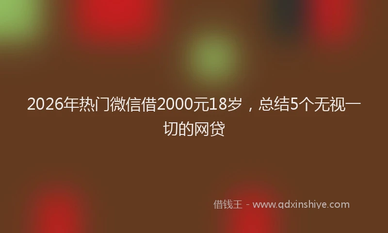 2026年热门微信借2000元18岁，总结5个无视一切的网贷