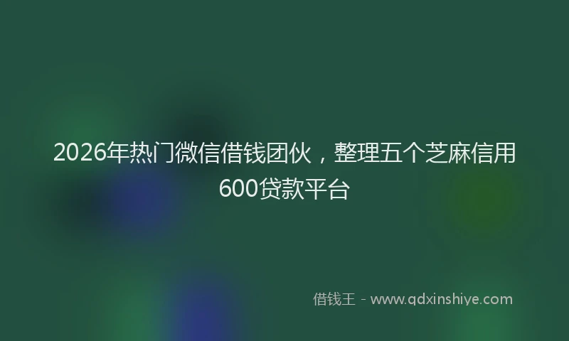 2026年热门微信借钱团伙，整理五个芝麻信用600贷款平台