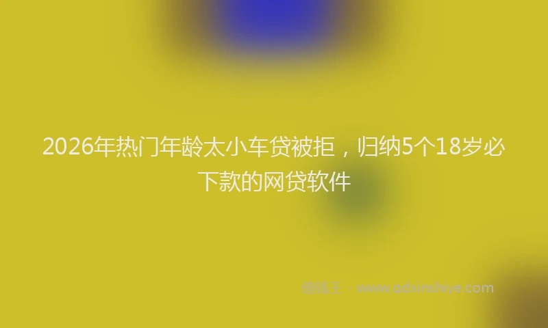 2026年热门年龄太小车贷被拒,归纳5个18岁必下款的网贷软件