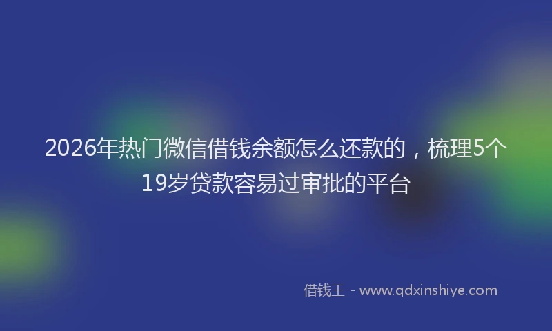 2026年热门微信借钱余额怎么还款的,梳理5个19岁贷款容易过审批的平台