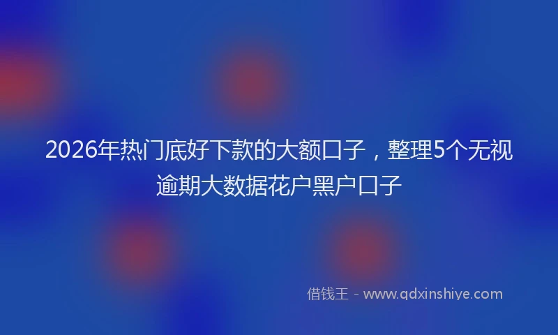 2026年热门底好下款的大额口子，整理5个无视逾期大数据花户黑户口子