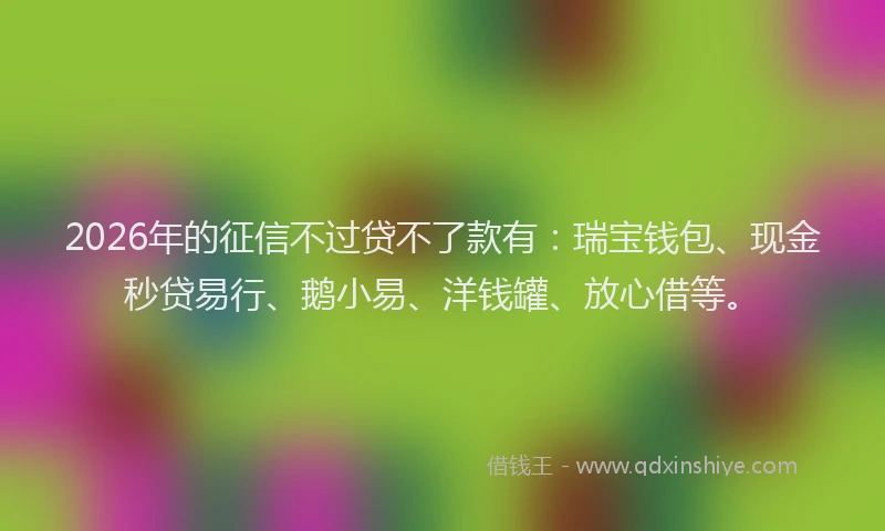 2026年的征信不过贷不了款有：瑞宝钱包、现金秒贷易行、鹅小易、洋钱罐、放心借等。