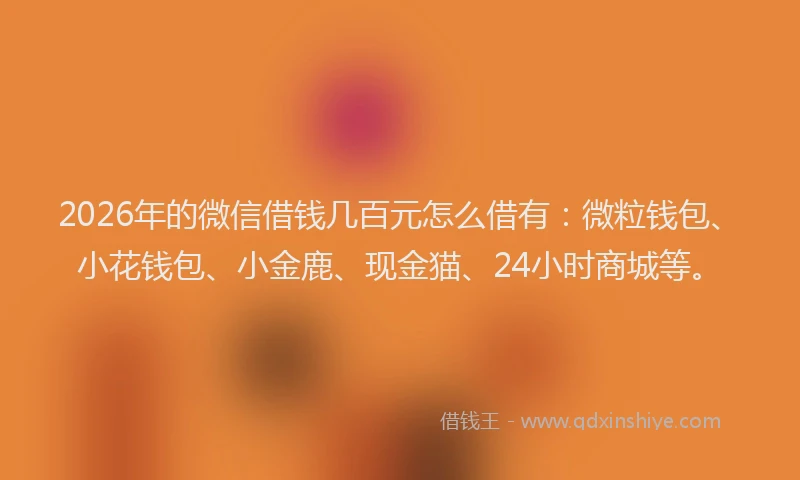 2026年的微信借钱几百元怎么借有:微粒钱包、小花钱包、小金鹿、现金猫、24小时商城等。