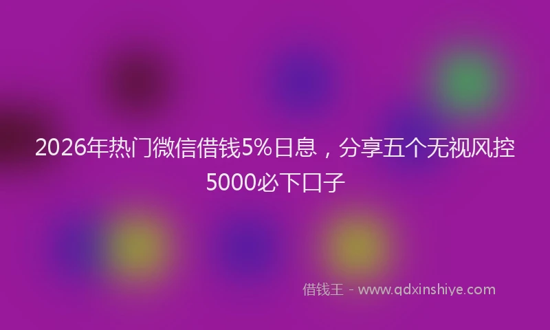 2026年热门微信借钱5%日息，分享五个无视风控5000必下口子