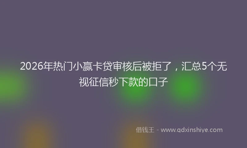 2026年热门小赢卡贷审核后被拒了，汇总5个无视征信秒下款的口子