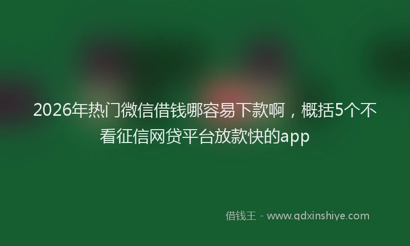 2026年热门微信借钱哪容易下款啊，概括5个不看征信网贷平台放款快的app