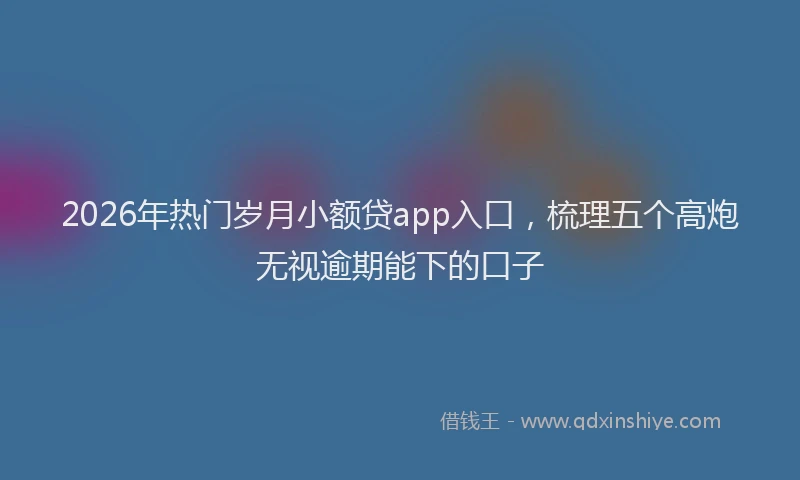 2026年热门岁月小额贷app入口，梳理五个高炮无视逾期能下的口子