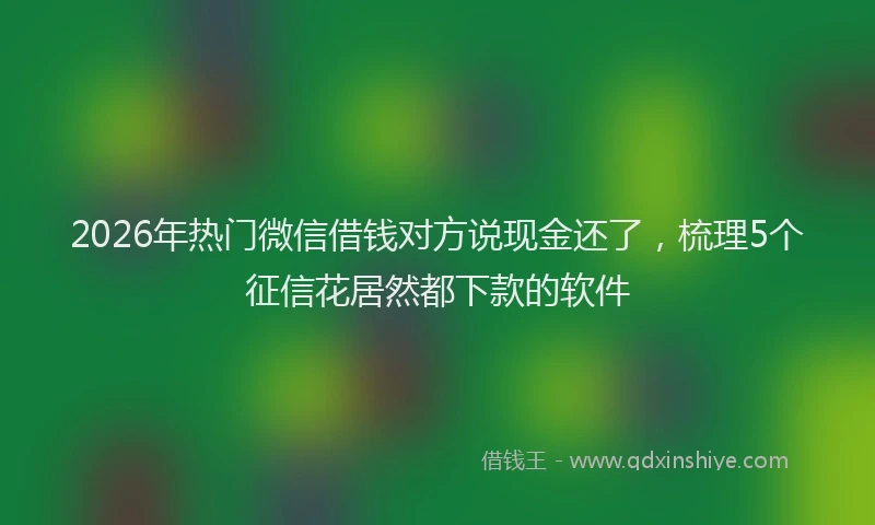 2026年热门微信借钱对方说现金还了，梳理5个征信花居然都下款的软件