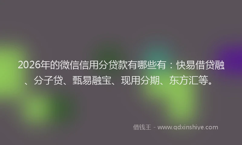 2026年的微信信用分贷款有哪些有：快易借贷融、分子贷、甄易融宝、现用分期、东方汇等。