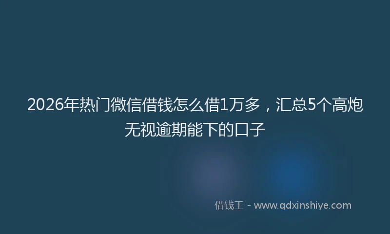 2026年热门微信借钱怎么借1万多，汇总5个高炮无视逾期能下的口子