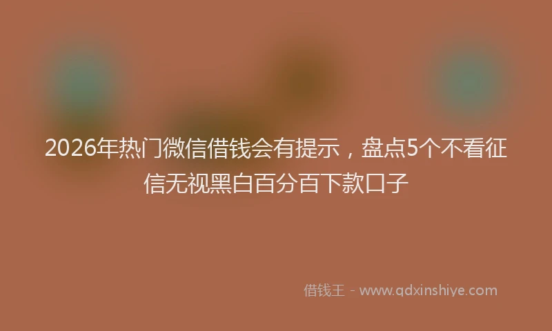 2026年热门微信借钱会有提示，盘点5个不看征信无视黑白百分百下款口子