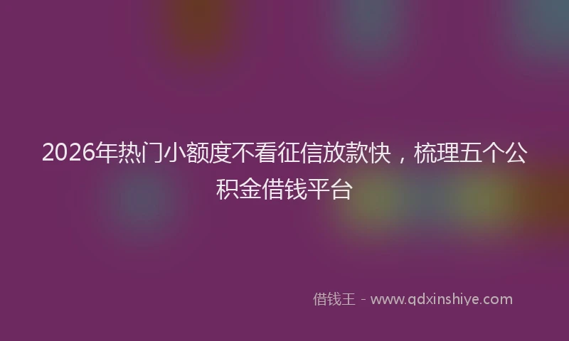 2026年热门小额度不看征信放款快，梳理五个公积金借钱平台