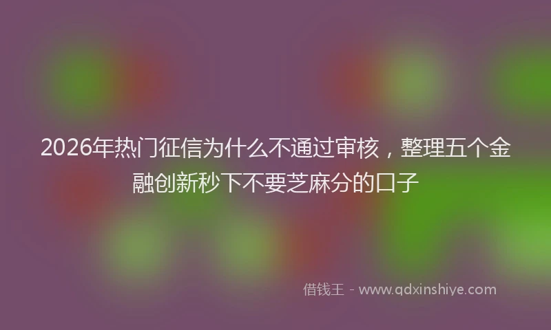 2026年热门征信为什么不通过审核，整理五个金融创新秒下不要芝麻分的口子