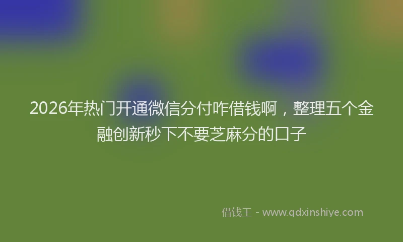 2026年热门开通微信分付咋借钱啊，整理五个金融创新秒下不要芝麻分的口子