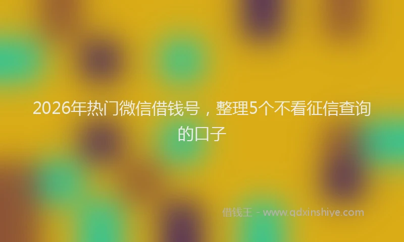 2026年热门微信借钱号，整理5个不看征信查询的口子