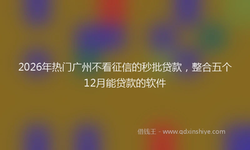 2026年热门广州不看征信的秒批贷款，整合五个12月能贷款的软件